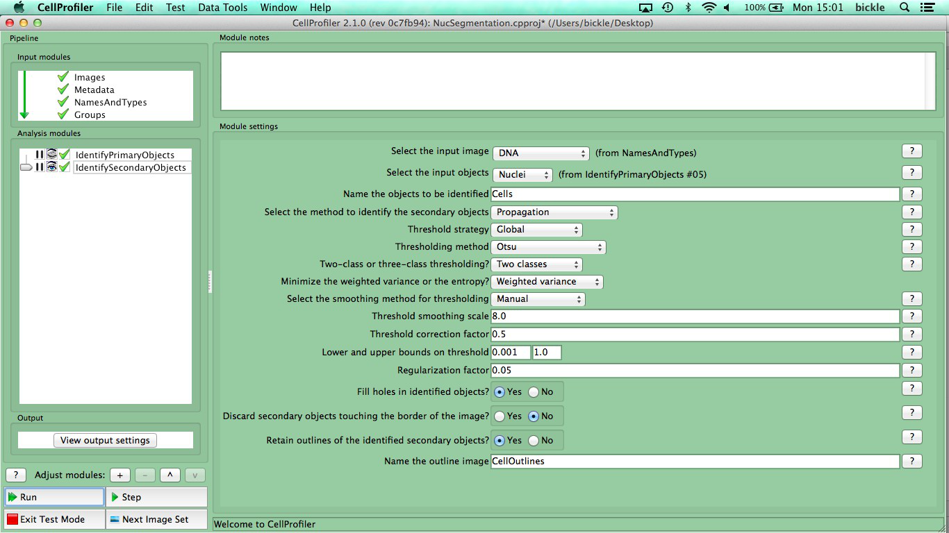 Детальные параметры IdentifyPrimaryObjects в CellProfiler