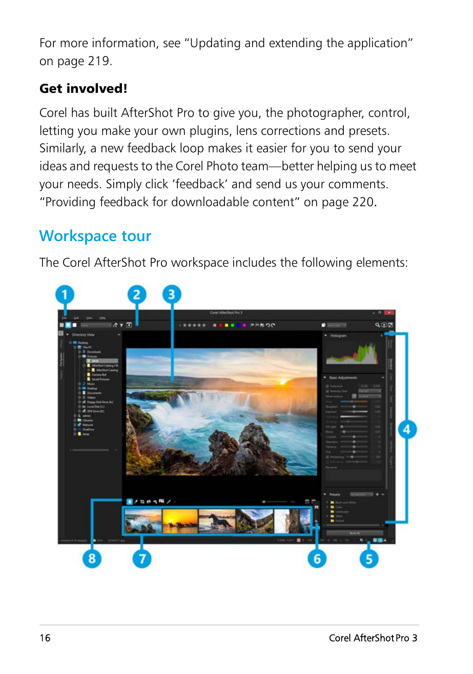 Рабочее пространство Corel AfterShot Pro