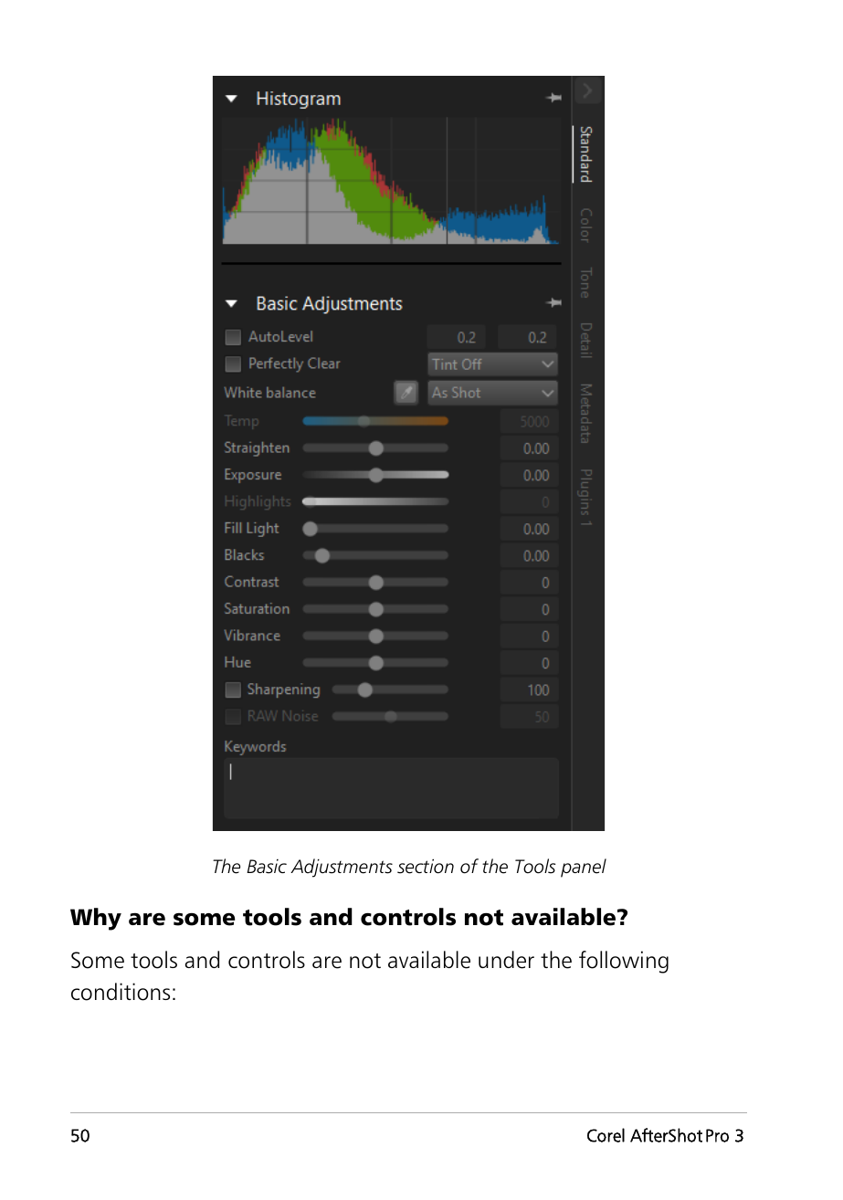 Базовые настройки изображения в Corel AfterShot Pro