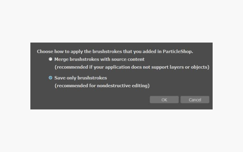 Диалог применения мазков ParticleShop