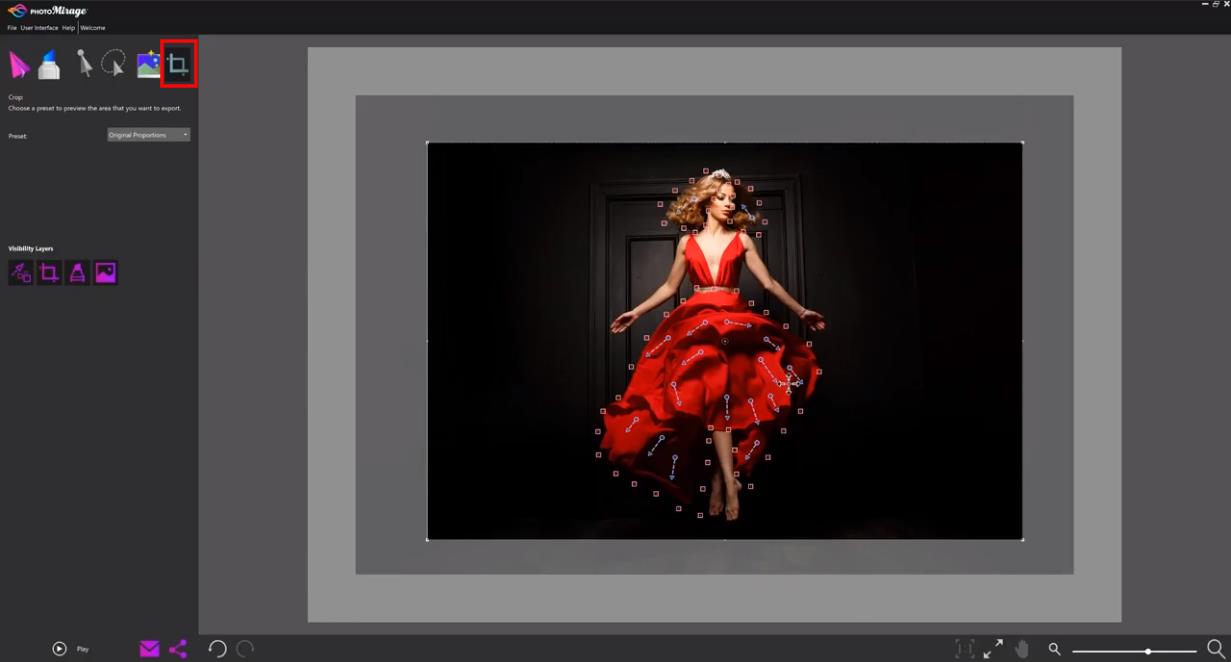 Инструмент Crop и рамка обрезки в Corel PhotoMirage