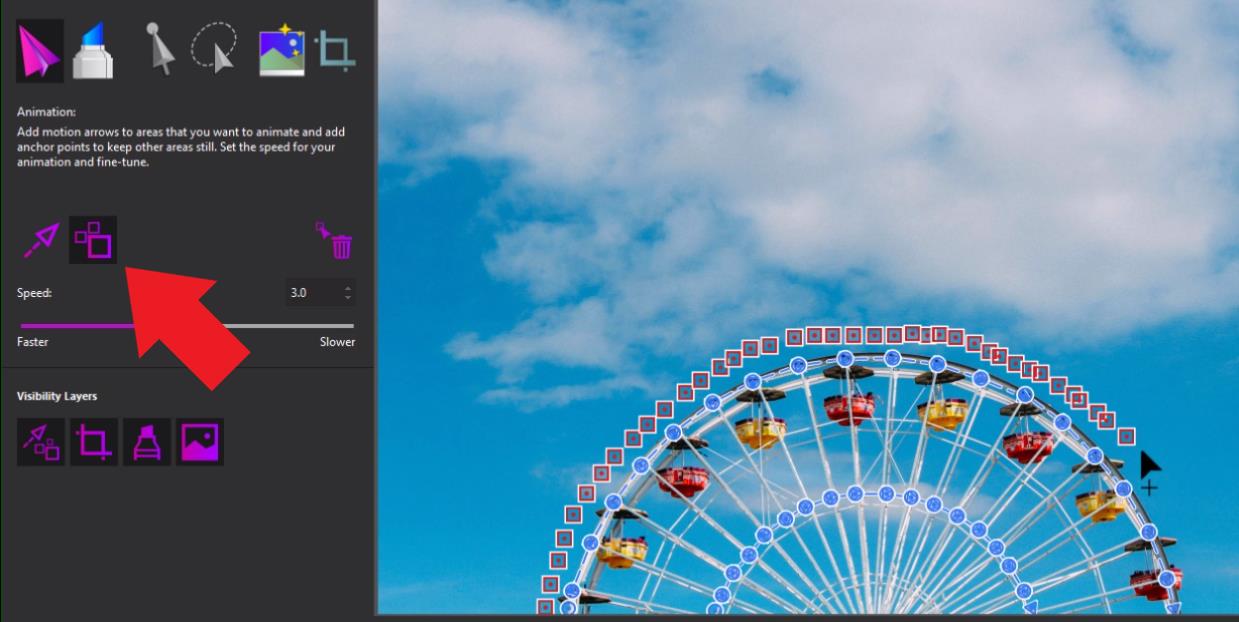 Круговая последовательность Motion Arrows на колесе в Corel PhotoMirage