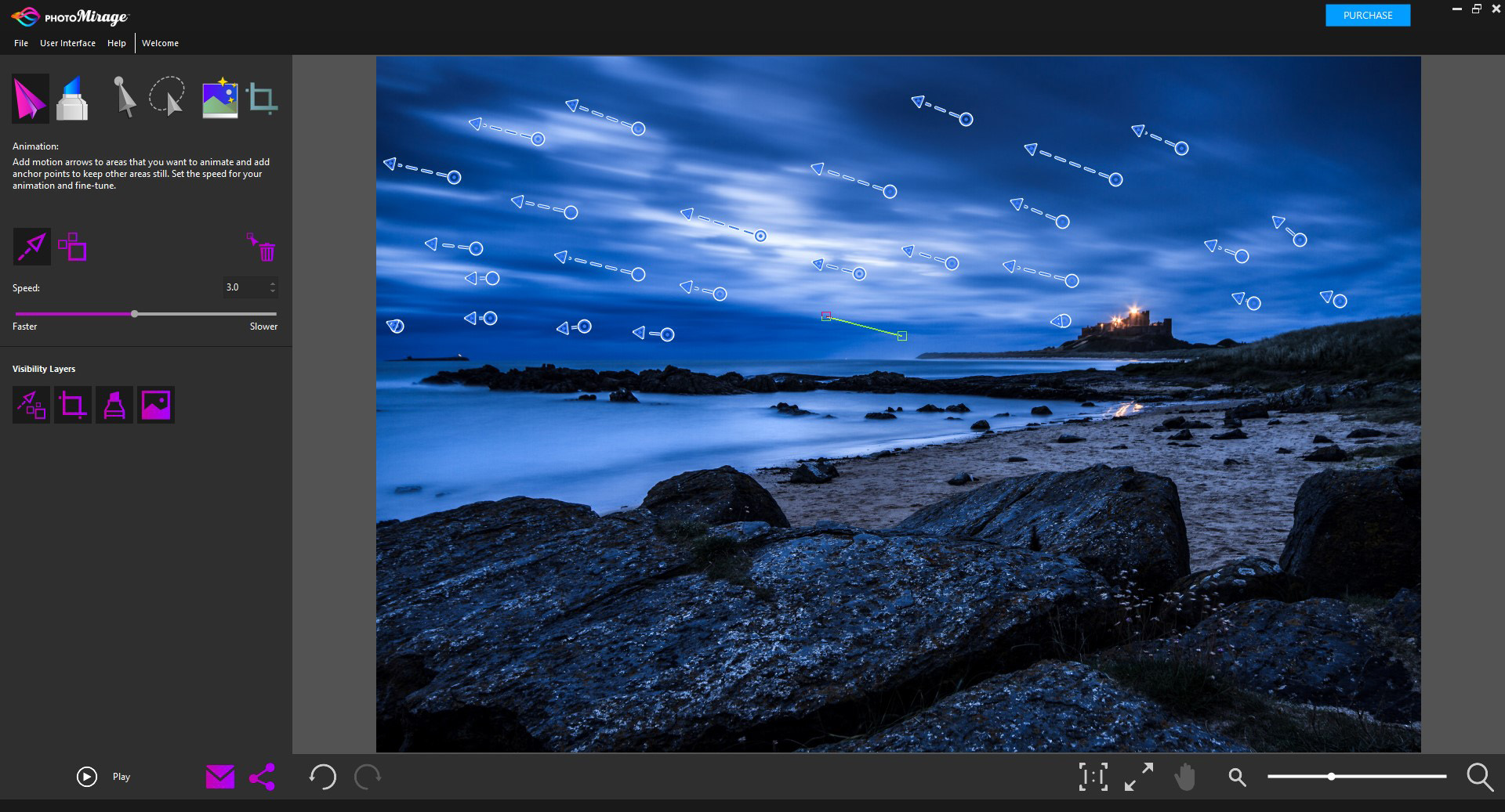 Стрелки Motion Arrows на фотографии в Corel PhotoMirage