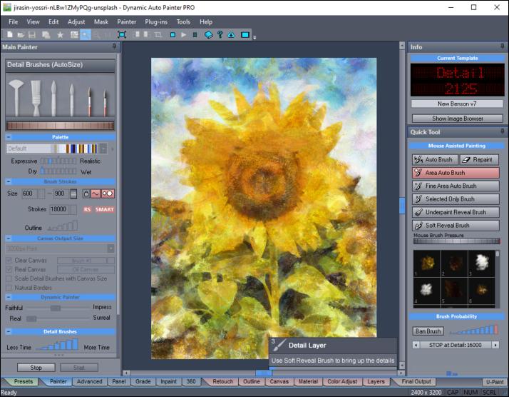 Рабочее окно Dynamic Auto Painter во время рисования