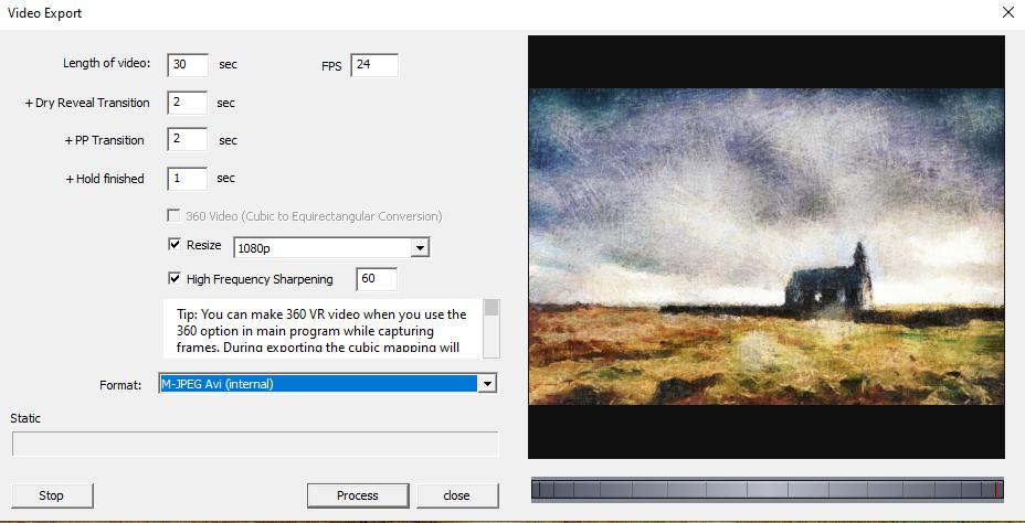Параметры Video Export в Dynamic Auto Painter