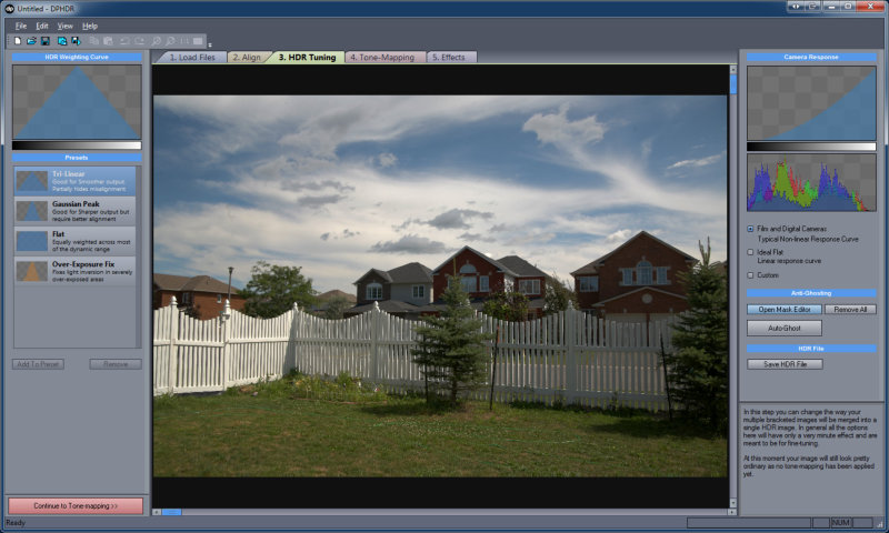 Dynamic Photo HDR: HDR Tuning, гистограмма и параметры сборки
