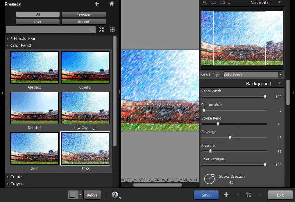 Color Pencil в Exposure Software Snap Art: пресеты и параметры карандашного штриха