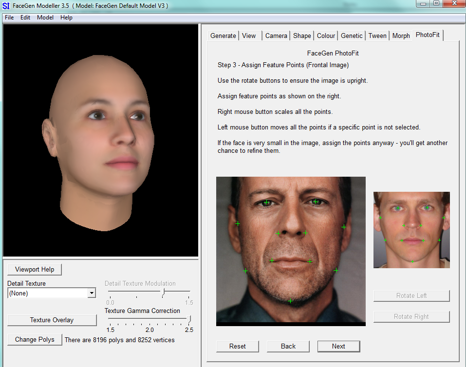 Расстановка контрольных точек PhotoFit в FaceGen Modeller