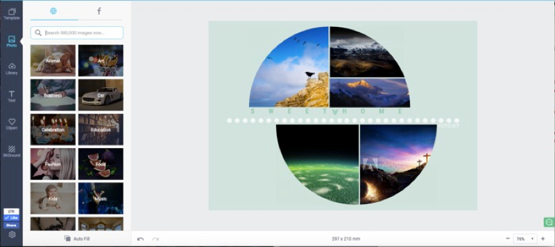 Добавление фотографий в FotoJet Collage Maker