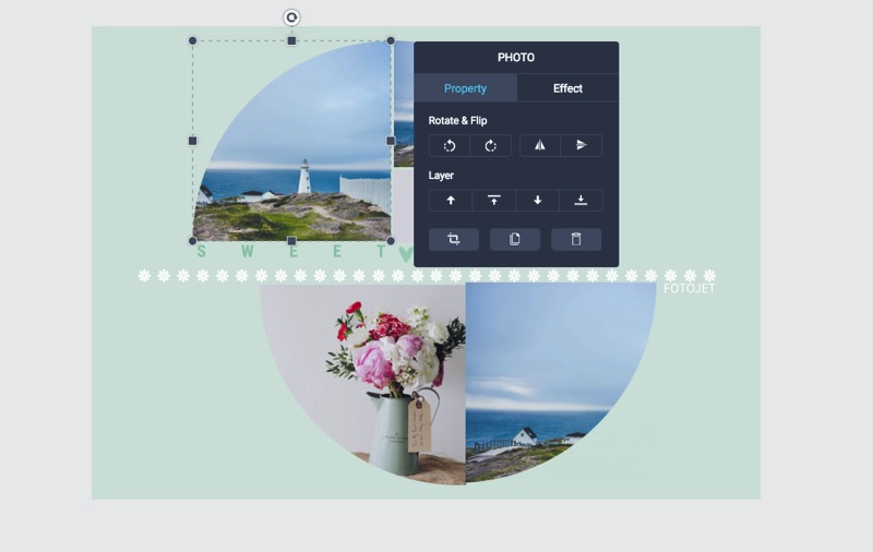 Панель свойств фотографии в FotoJet Collage Maker