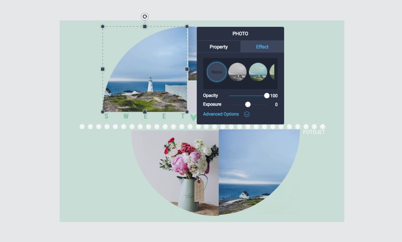 Фотоэффекты и параметры коррекции в FotoJet Collage Maker