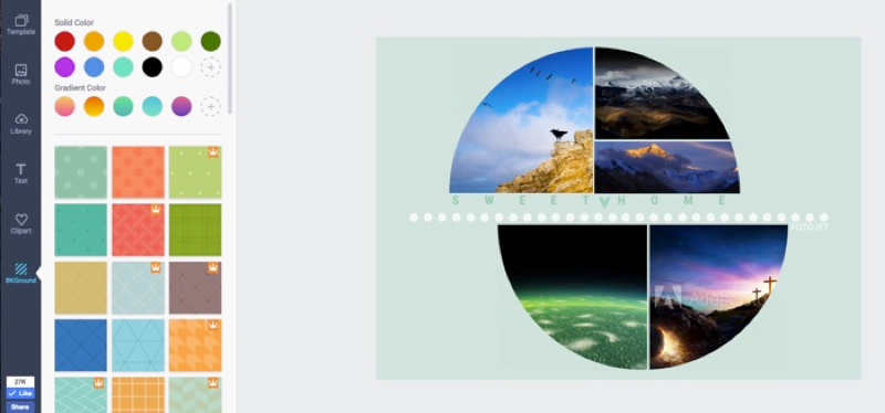 Выбор фона и узоров в FotoJet Collage Maker