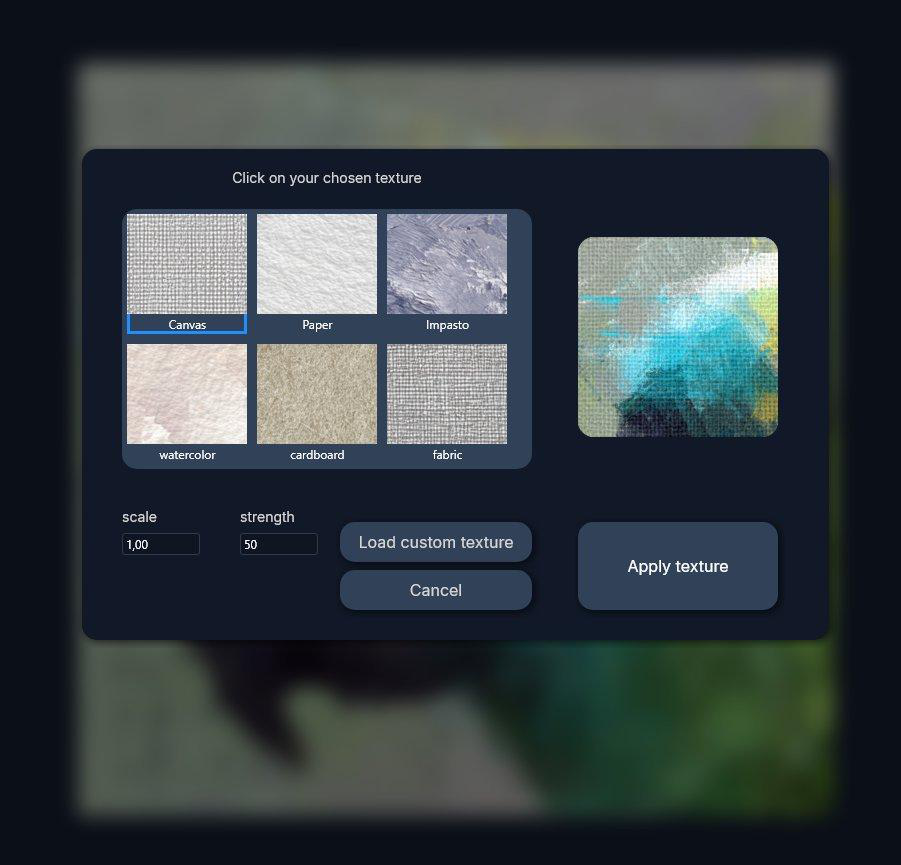 Галерея текстур FotoSketcher с регулировкой масштаба и силы
