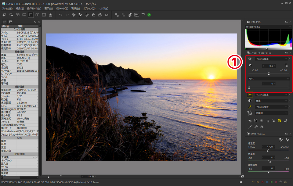 Панель HDR в RAW File Converter EX