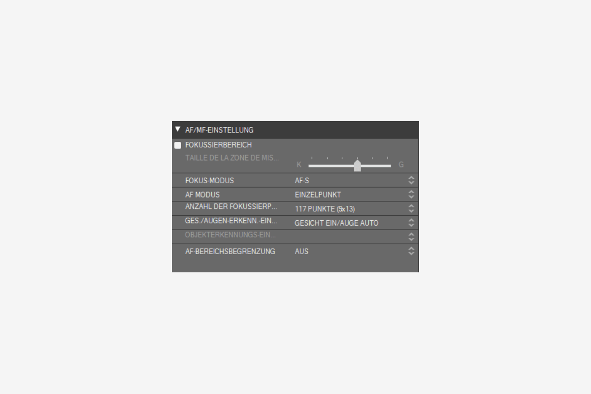AF/MF Settings и Focus Area