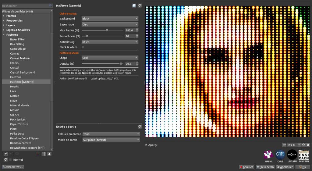 Generic Halftone с портретом в предпросмотре