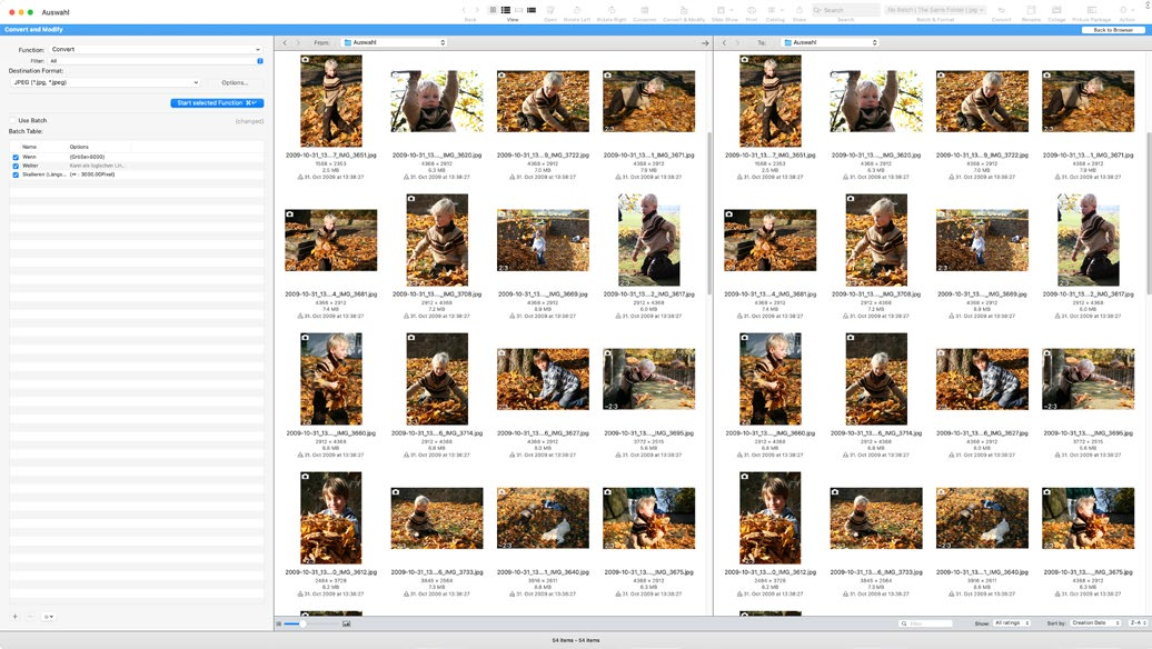 Окно пакетного преобразования Convert & Modify в GraphicConverter