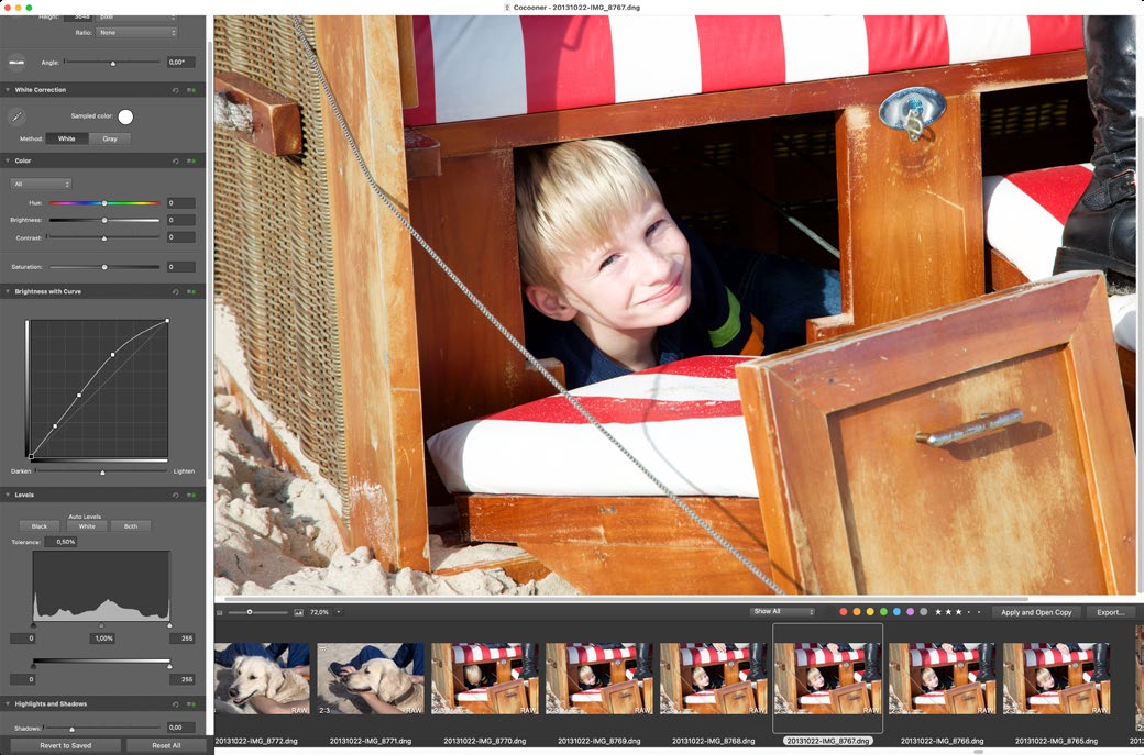 Палитры кривых, уровней и цветовой коррекции GraphicConverter