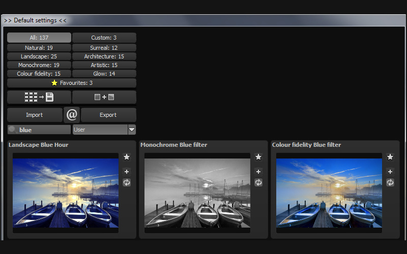 HDR Projects: фильтрация пресетов