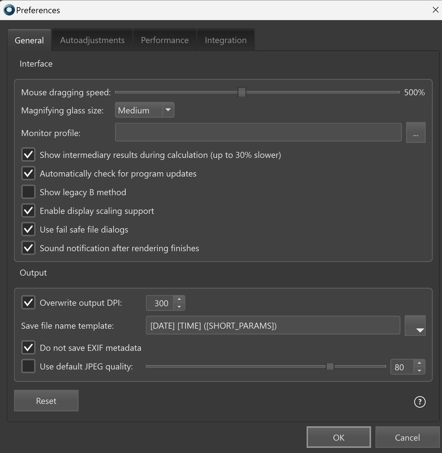 Общие настройки Helicon Focus