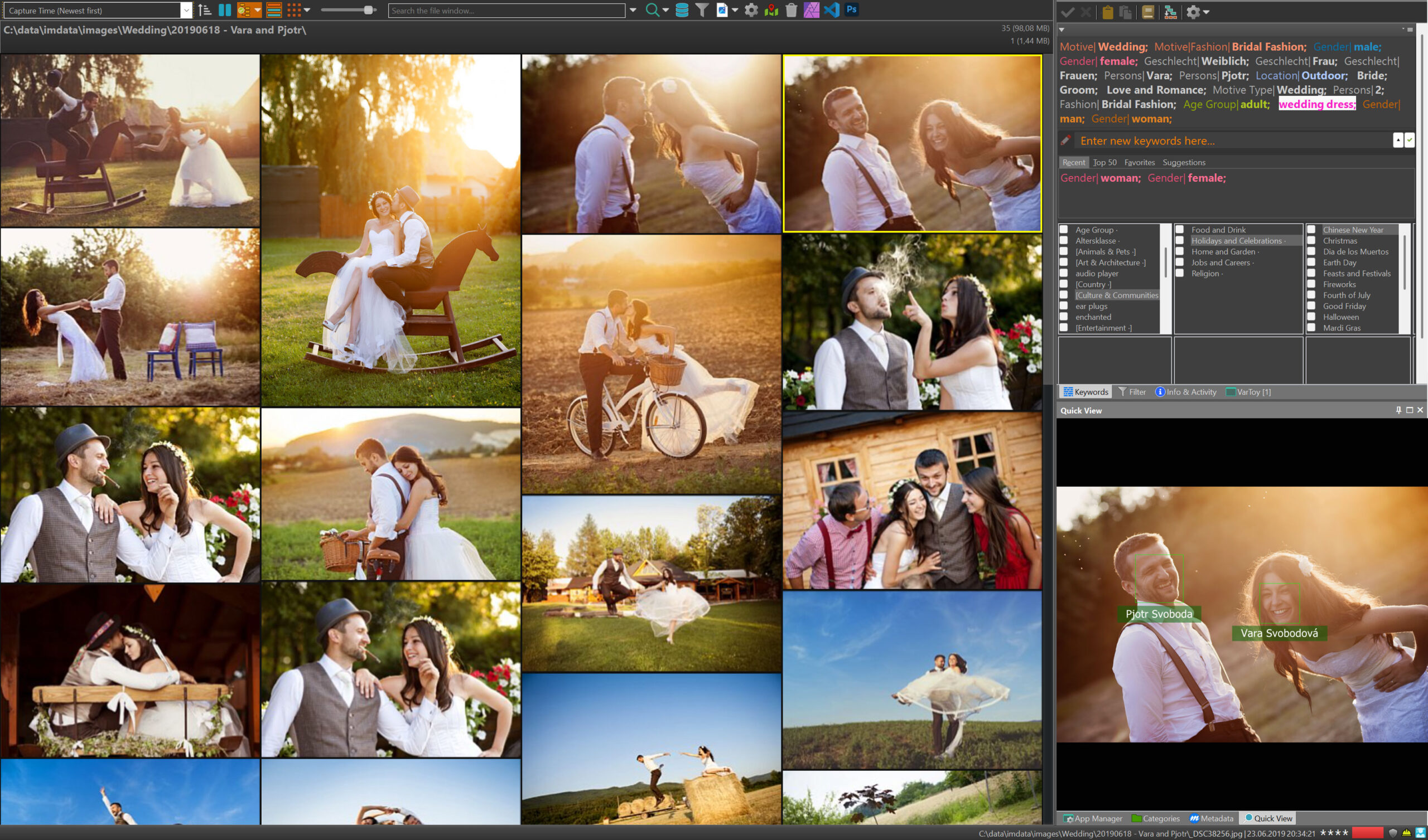 IMatch Gallery с крупными фотографиями из каталога
