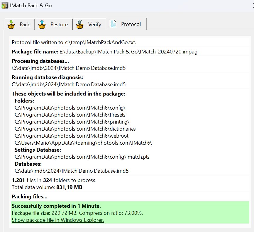 Протокол операции Pack and Go в IMatch