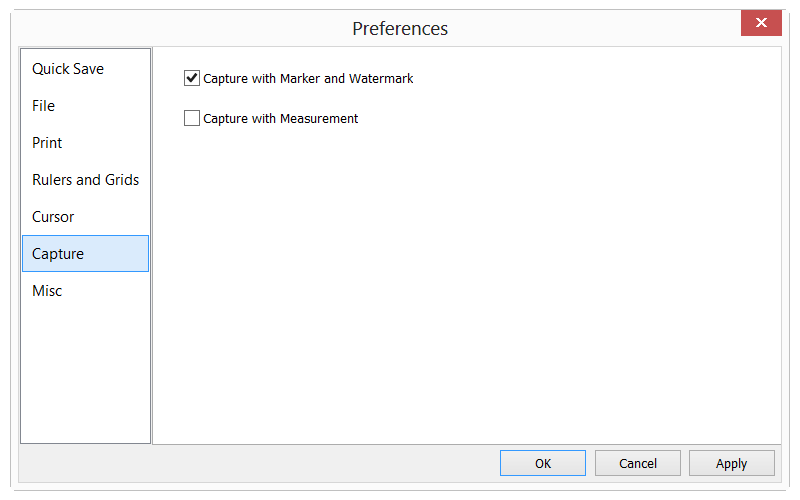 Параметры Capture в Preferences