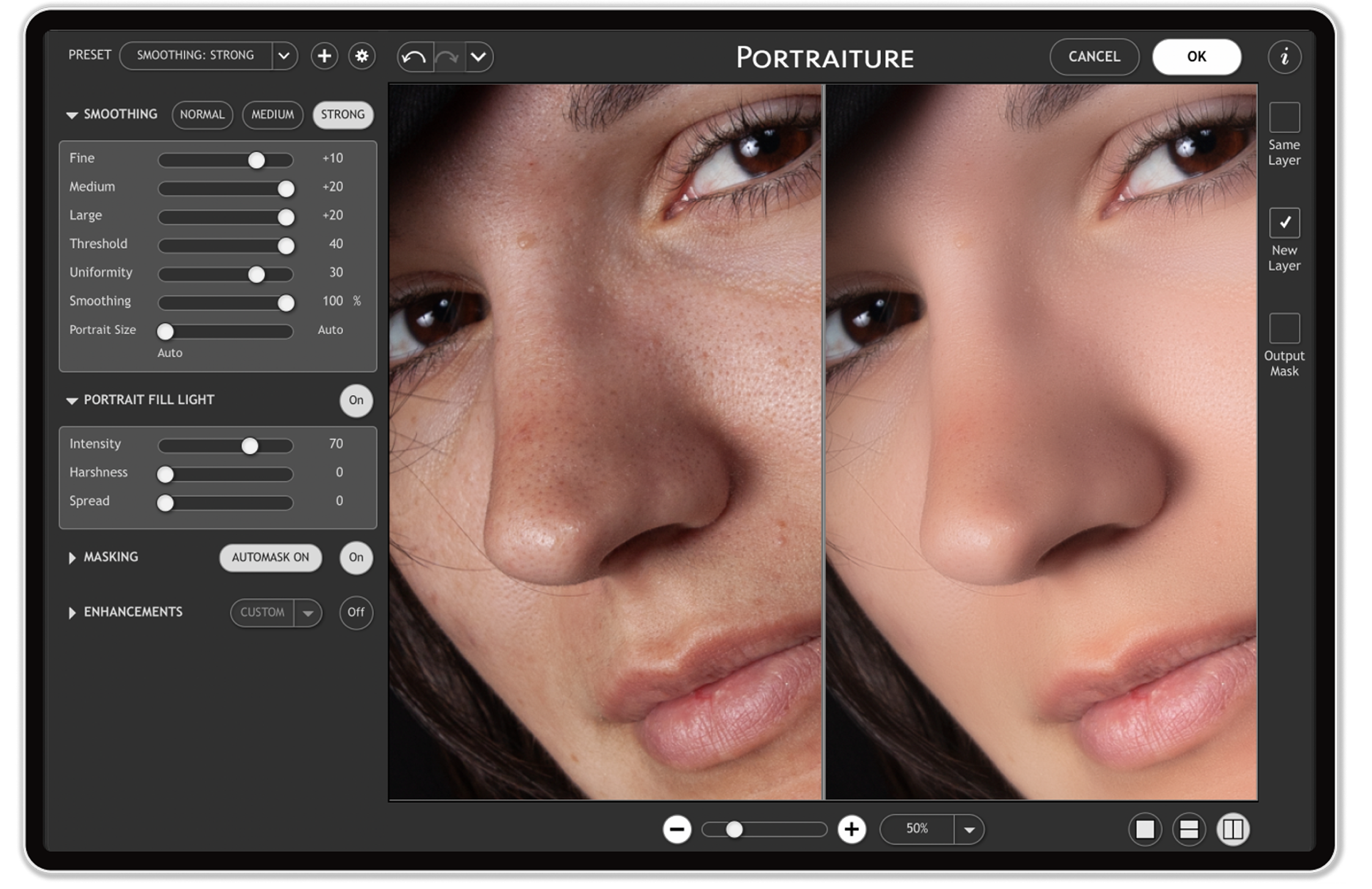 Настройки Portrait Fill Light