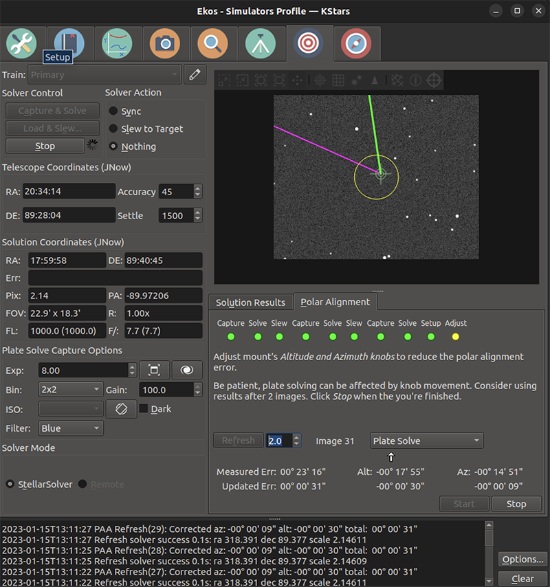 Третий этап полярного выравнивания KStars