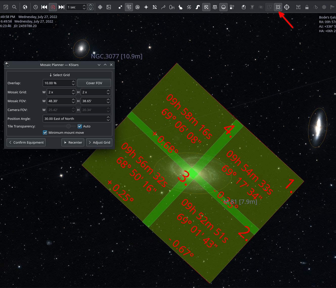Планировщик мозаики KStars
