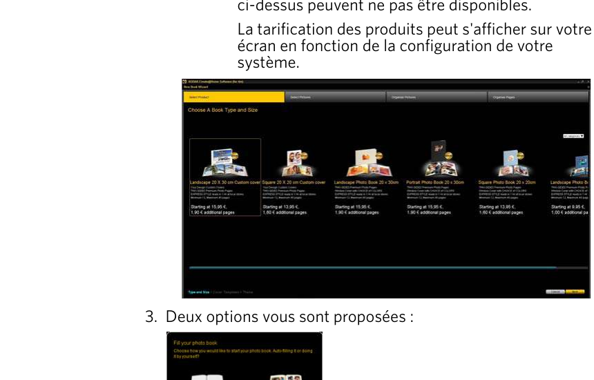 Выбор типа и размера фотокниги в Kodak Create@Home Software
