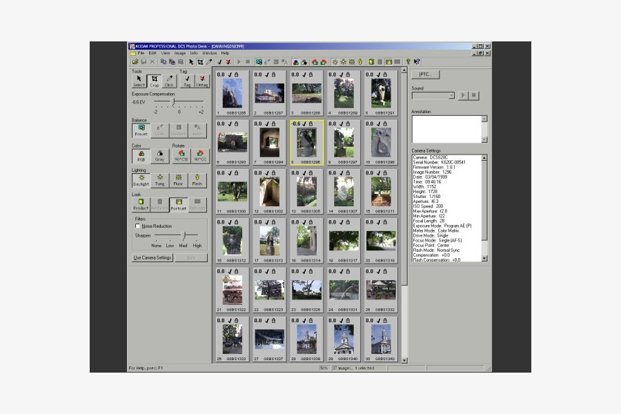 Контактный лист Kodak Professional DCS Photo Desk на Macintosh
