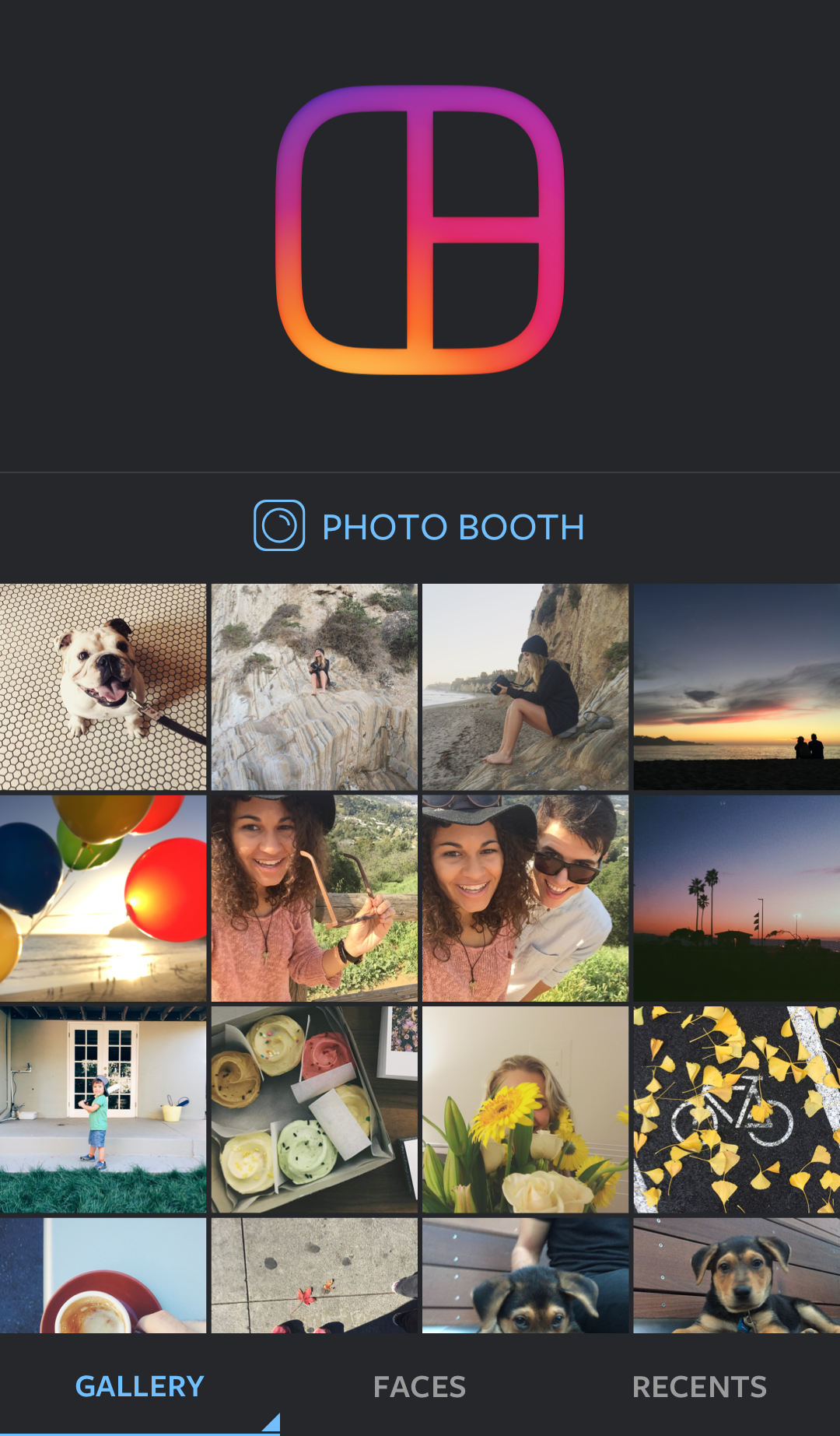 Галерея и Photo Booth в Layout from Instagram