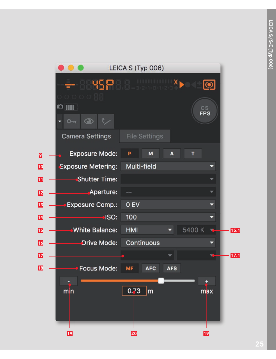 Camera Settings Leica Image Shuttle для Leica S Typ 006