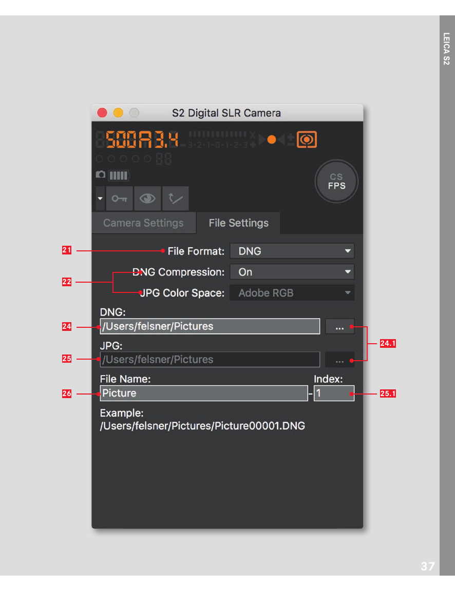 File Settings Leica Image Shuttle для Leica S2