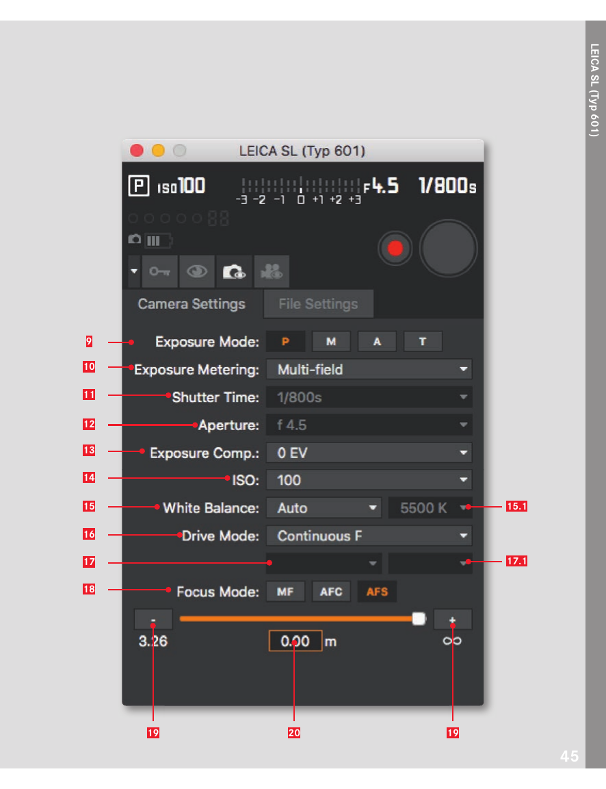 Camera Settings Leica Image Shuttle для Leica SL Typ 601