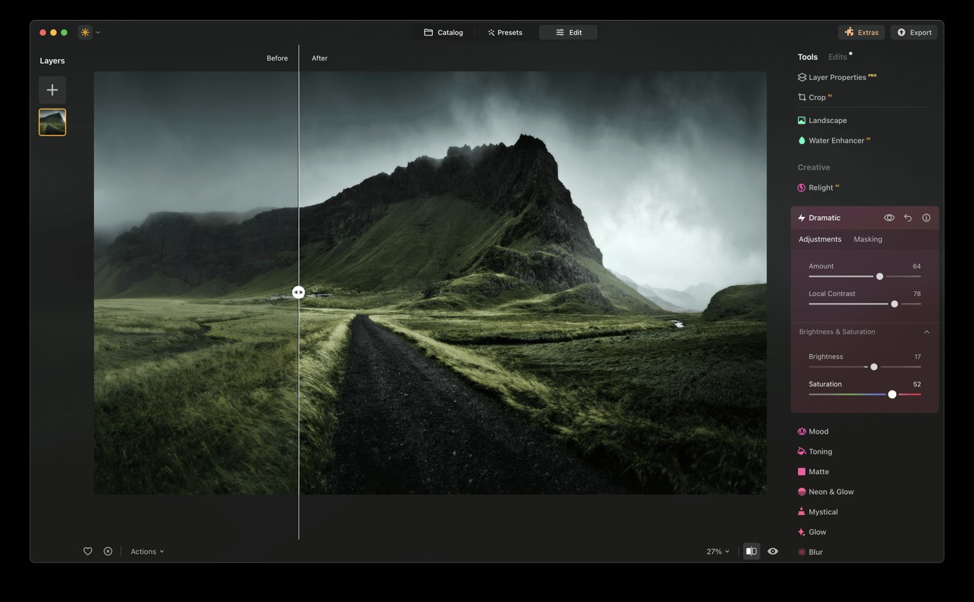 Luminar Neo: Dramatic в панели Creative