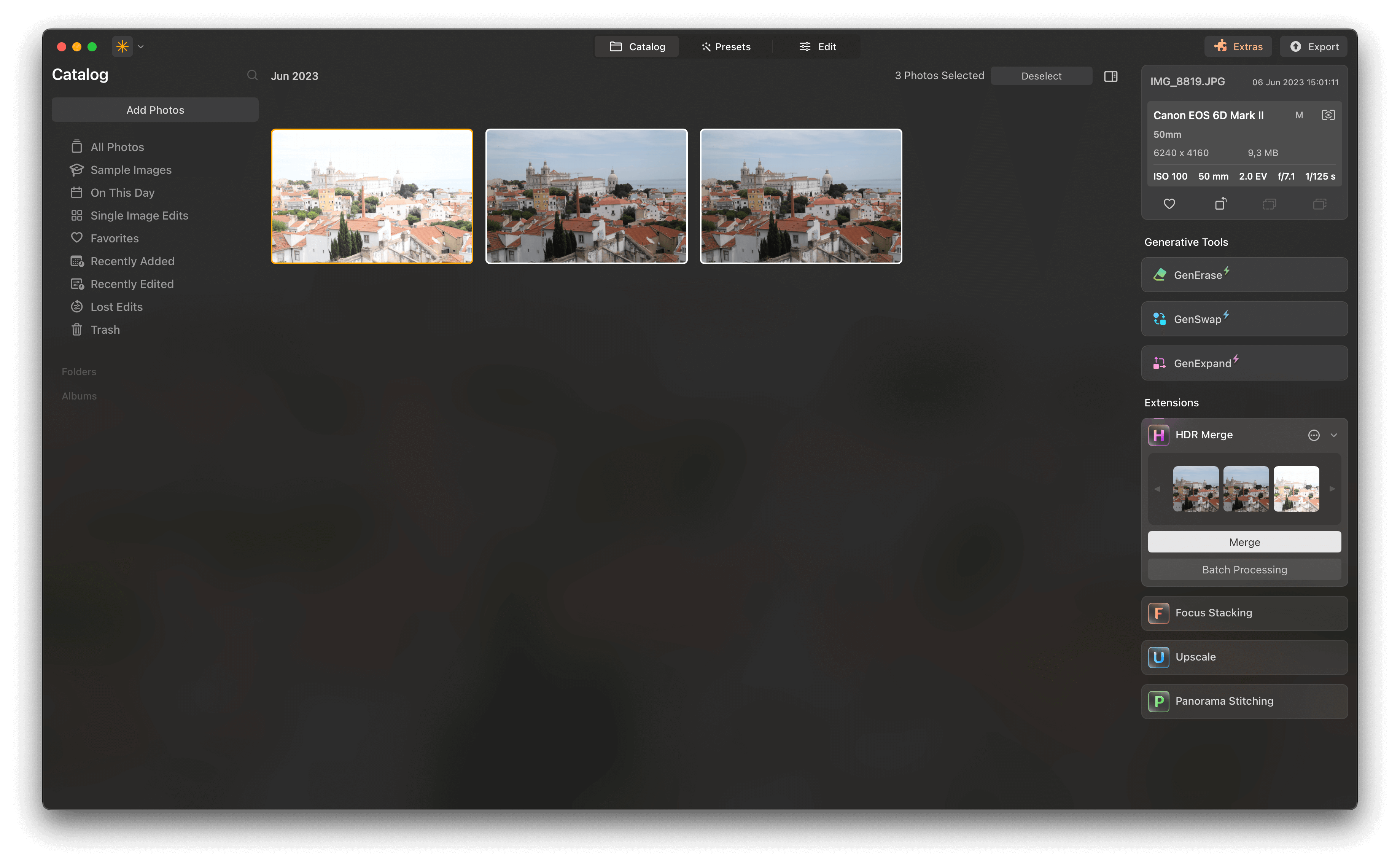 Luminar Neo: HDR Merge и три экспозиции для объединения