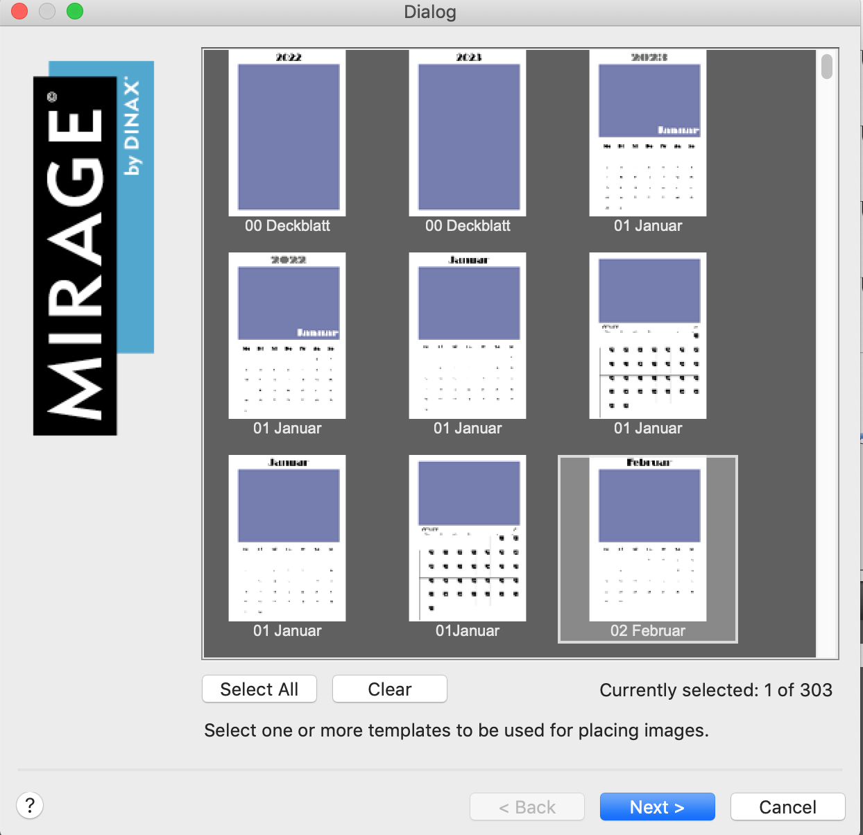 Template Browser в Mirage Print