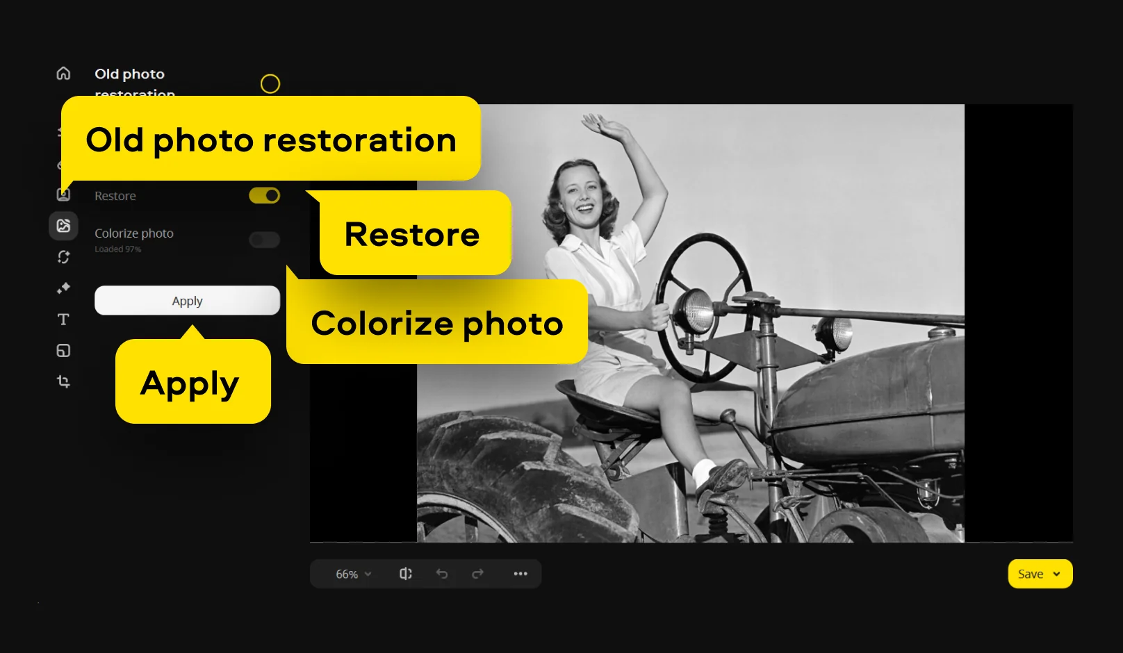 Инструмент восстановления старых фотографий в Movavi Photo Editor