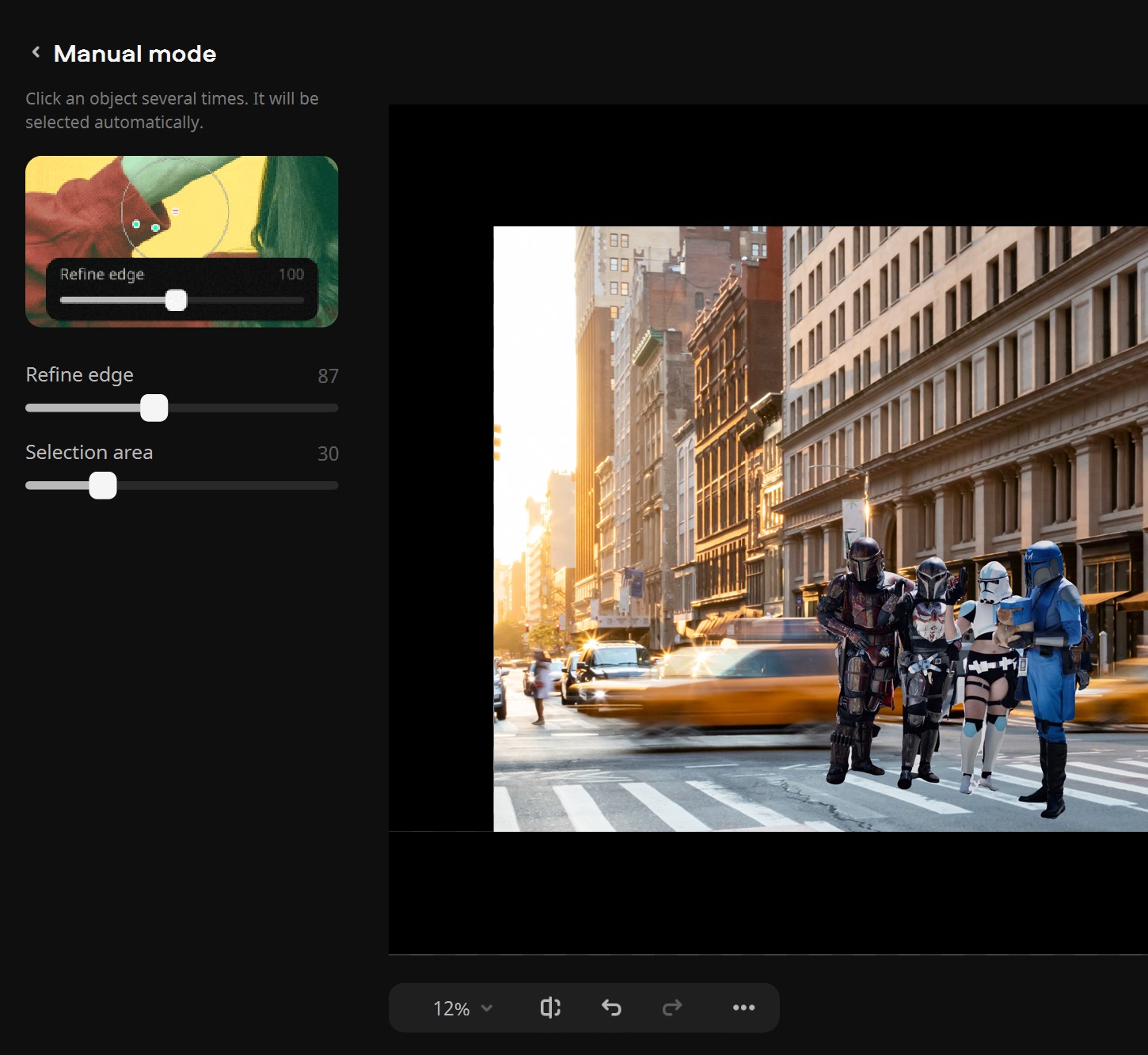 Ручное уточнение границы фона в Movavi Photo Editor