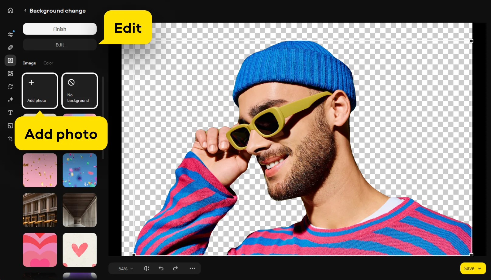 Фотография с удалённым фоном в Movavi Photo Editor