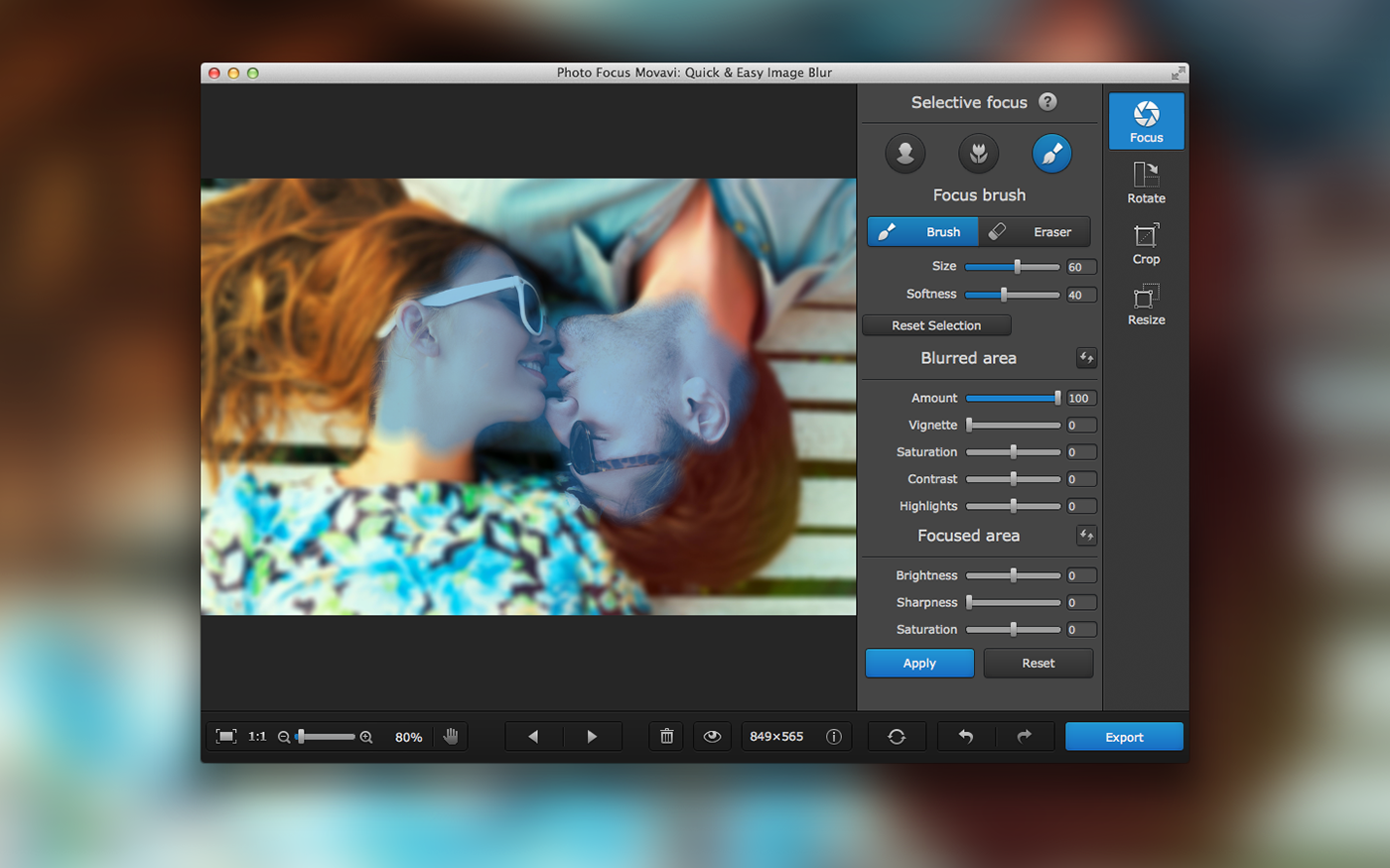Интерфейс Movavi Photo Focus