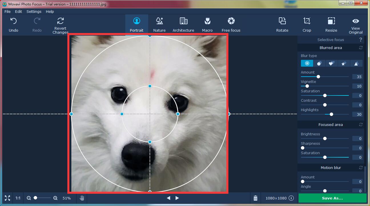 Интерфейс Movavi Photo Focus