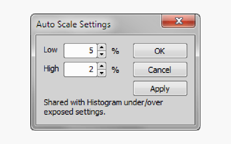 Диалог Auto Scale Settings