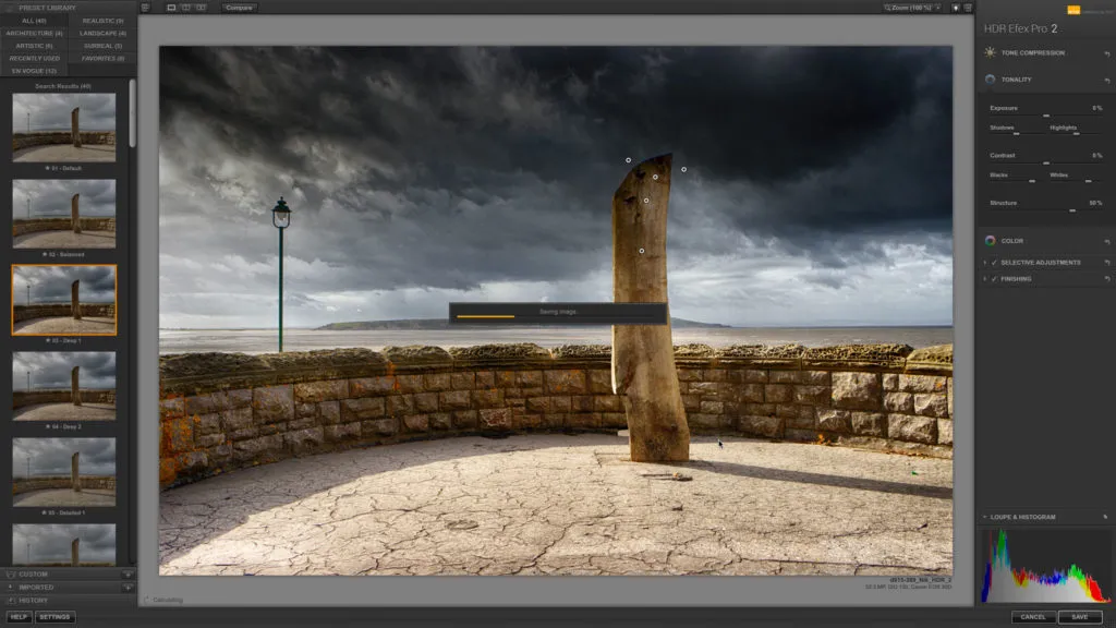 Сохранение результата из HDR Efex Pro 2