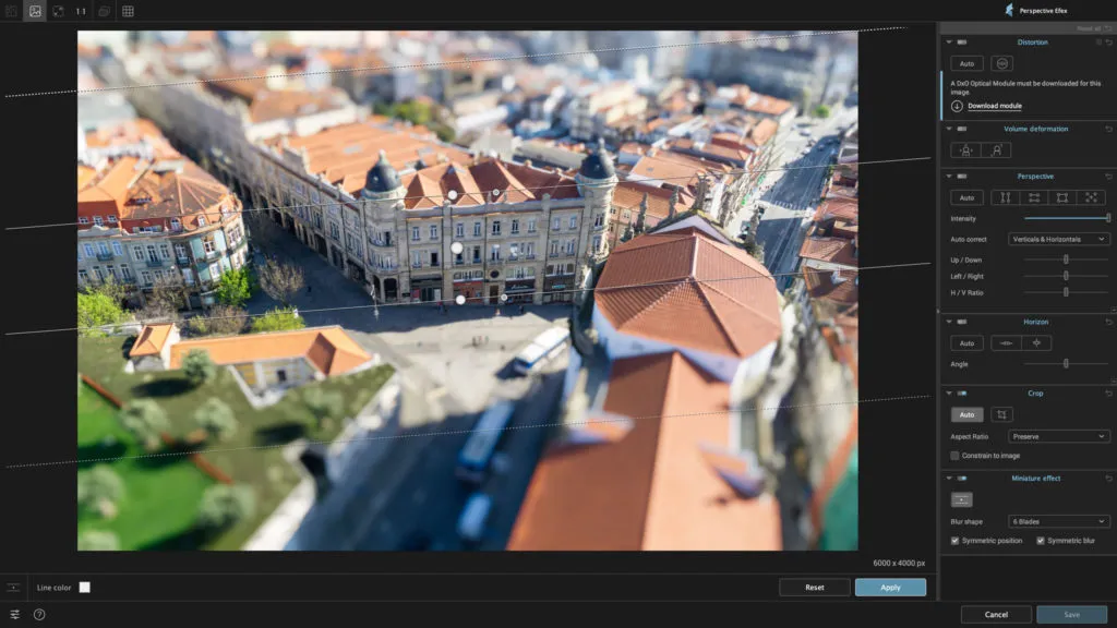 Направляющие зоны резкости Miniature effect