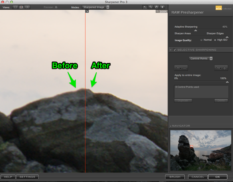 Split-просмотр RAW Presharpener для сравнения до и после