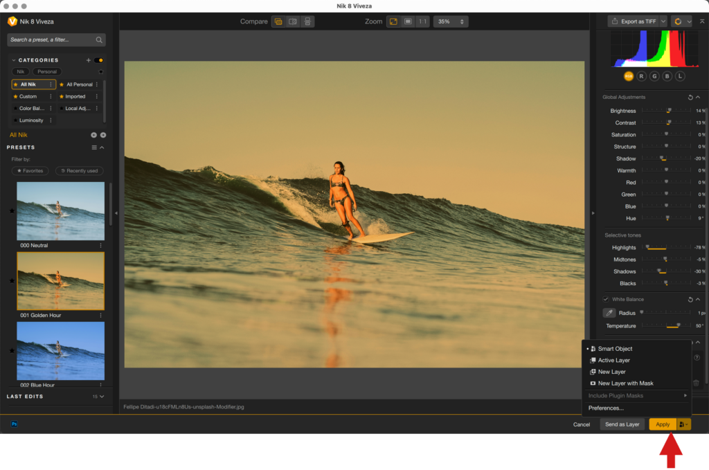 Nik Viveza в рабочем процессе Adobe Photoshop