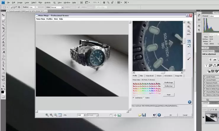 Noise Ninja открыт как фильтр внутри Photoshop